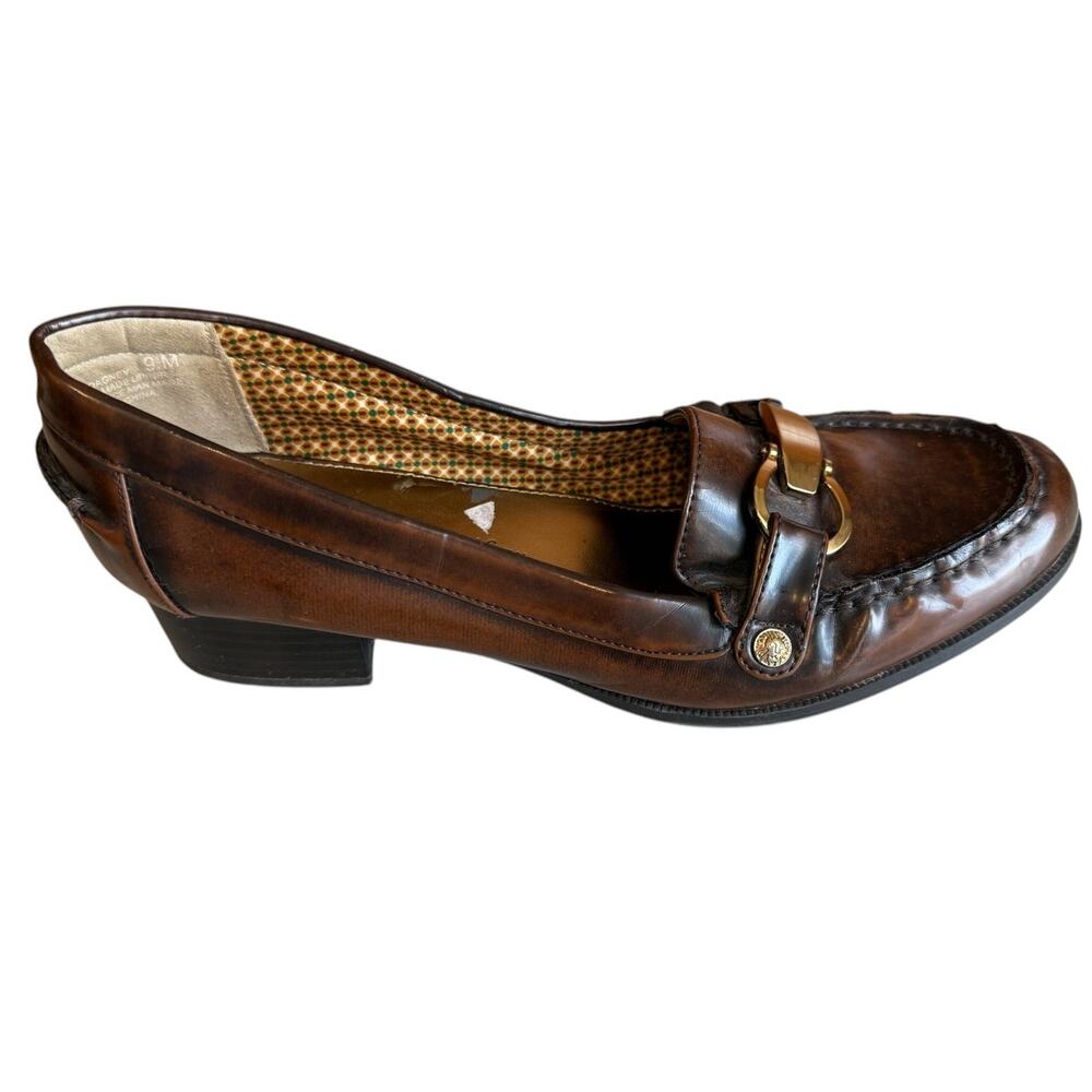 Anne Klein Flex Dagney Heeled Horsebit Loafers Brown 9.5